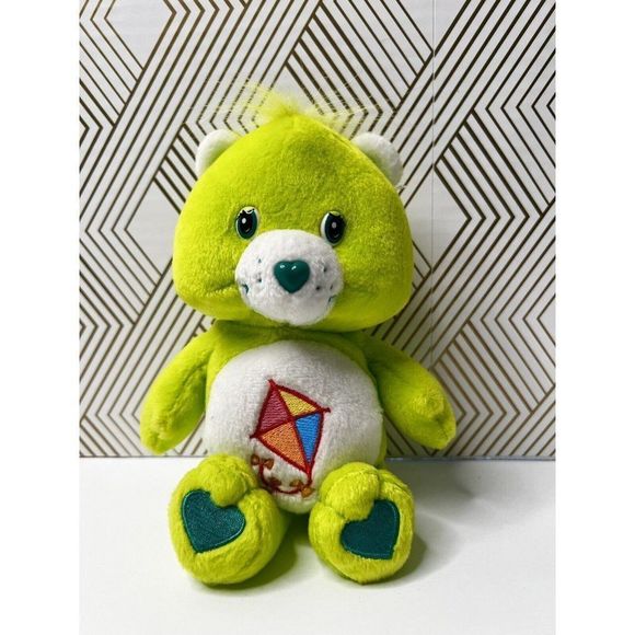 Care Bears Other - 🦄SOLD🦄Vintage 2003 Care Bear Do Your Best 8" Bear Lime Green Kite Stuffed